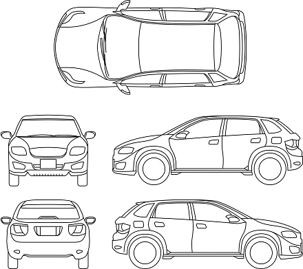 Offroad suv auto outline vector vehicle. Car model suv, illustration of suv automobile blueprint scheme