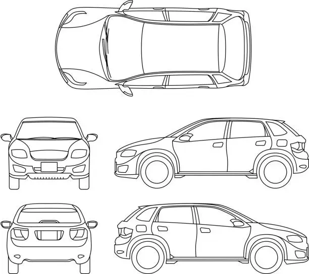 Vector illustration of Offroad suv auto outline vector vehicle