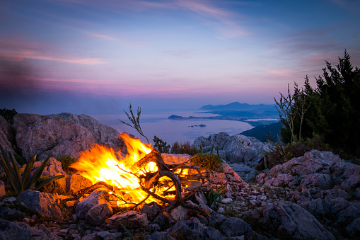 Campfire along the sea in Sardinia