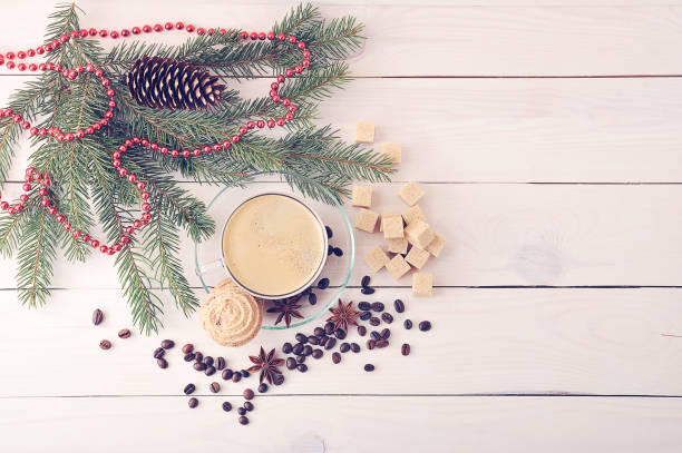 istock coffee Cup with cookies on a Christmas background 656948622