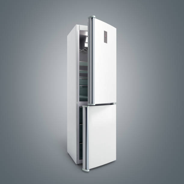 istock Stainless steel modern open refrigerator 3d illustration no shadow 656955150
