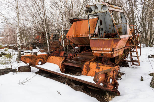 istock Rusty Thresher in Snow Chernobyl 656957620