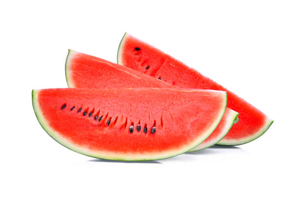 istock Slice of fresh watermelon isolated on white background 656962218