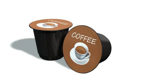 Coffee machine capsules isolated on white stock photo