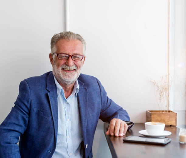 istock Senior Man Coffee Shop Communication Connection Technology Concept 656965182