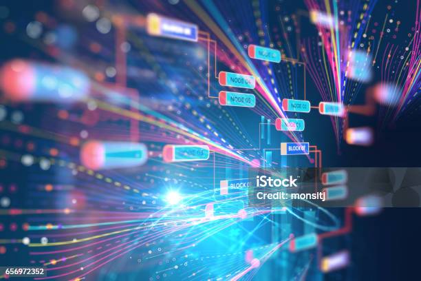 Big Data Futuristic Visualization Abstract Illustration Stock Photo - Download Image Now