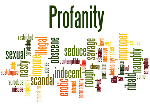 Profanity, word cloud concept on white background.