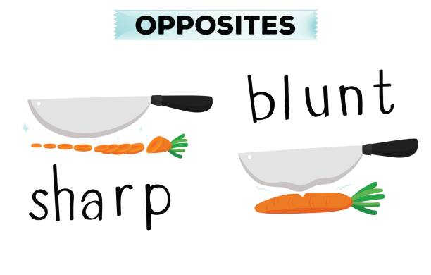 Opposite words for sharp and blunt Opposite words for sharp and blunt illustration blunt stock illustrations