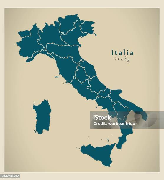 Modern Map Italia With Regions It Stock Illustration - Download Image Now - Cartography, Computer Graphic, Country - Geographic Area