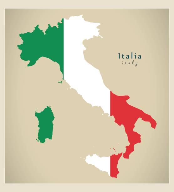 Modern Map - Italia flag coloured IT Modern Map - Italia flag coloured IT italie stock illustrations