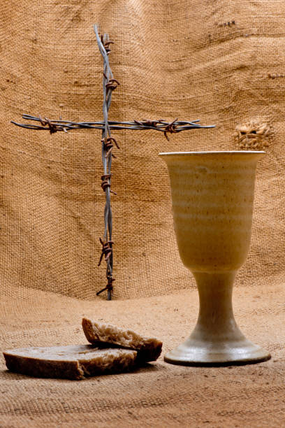 istock Chalice Of Wine With Bread On The Burlap 657002360
