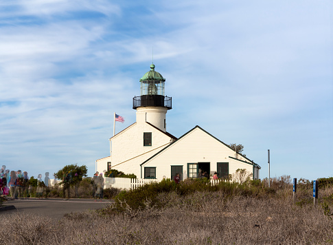 The Old Point Loma Lighthouse in the Cabrillo National Monument park.