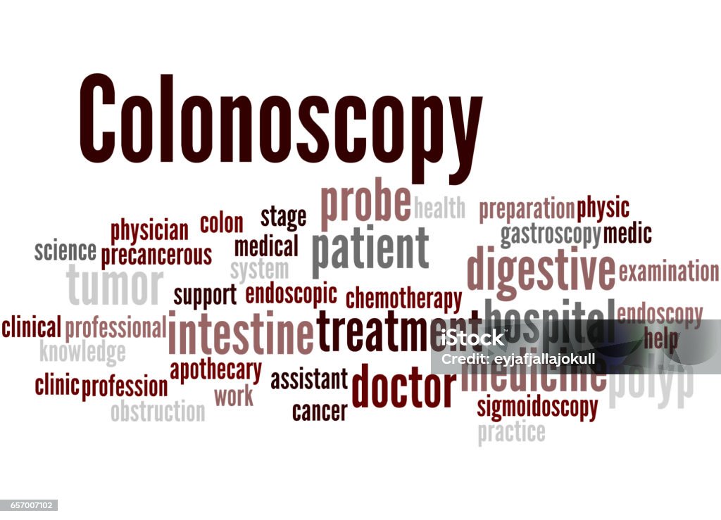 Colonoscopy, word cloud concept 3 Colonoscopy, word cloud concept on white background. Assistant stock illustration