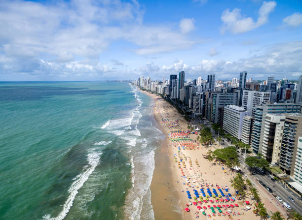 Aerial View of Boa Viagem Beach, Recife, Brazil stock photo