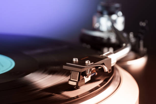 istock turntable black vinyl Headshell Cartridge closeup 657010284
