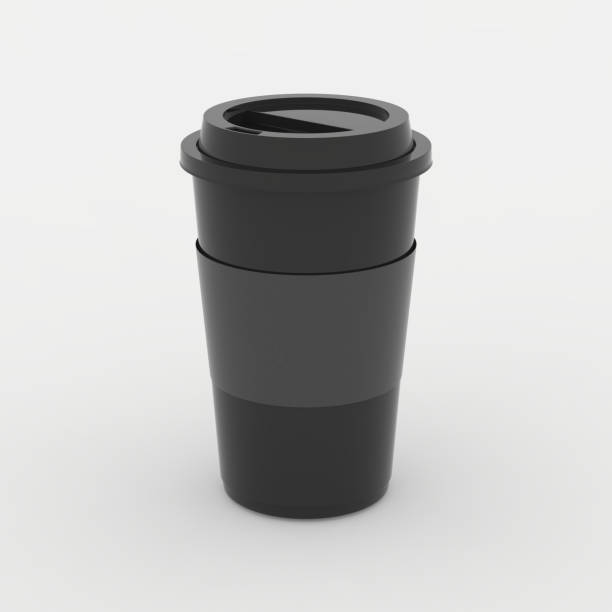 istock Black coffee cup mock up on white background with soft shadows and highlights 657019816
