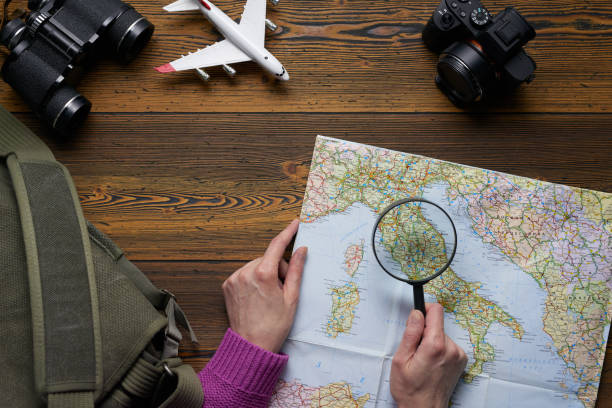 istock Top view of a travel set with copy space 657021950