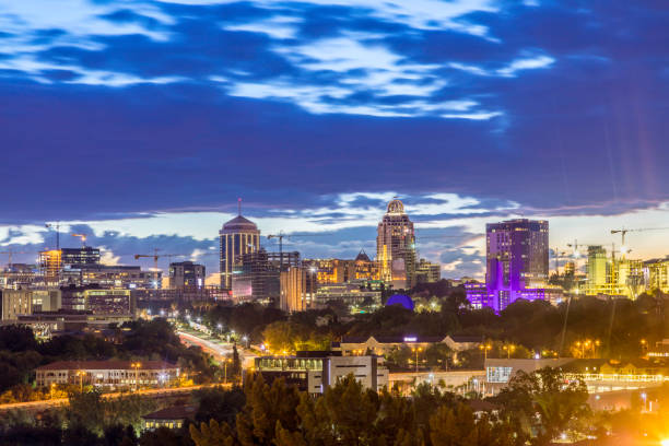 istock Sandton city evening skyline seen from Wynberg 657027716