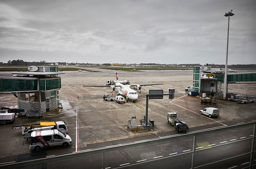 Cargo and fueling area of the Vienna International Airport, panoramic shot, Schwechat, Austria