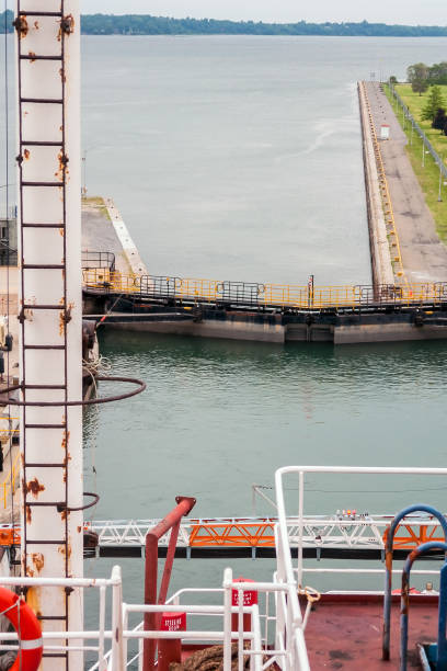istock Ship Sailing Detroit Canal in Usa - Passing Lock 657042622