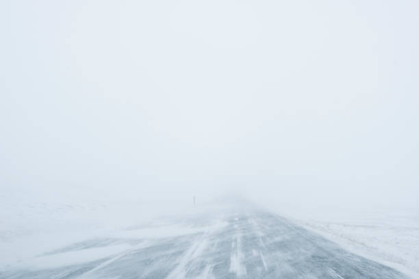 istock Winter Blizzard in the driving road in Iceland 657042694