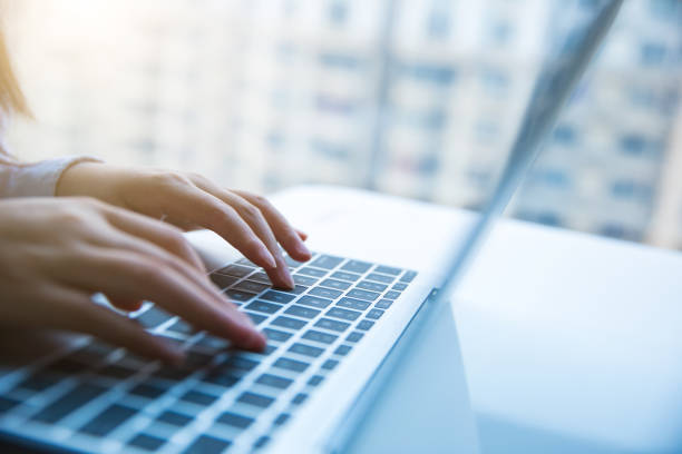 istock Businesswoman typing on laptop 657042898
