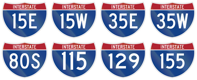 Interstate Shields Color Collection Of Interstate Highway Shields Used In The Us Stock ...