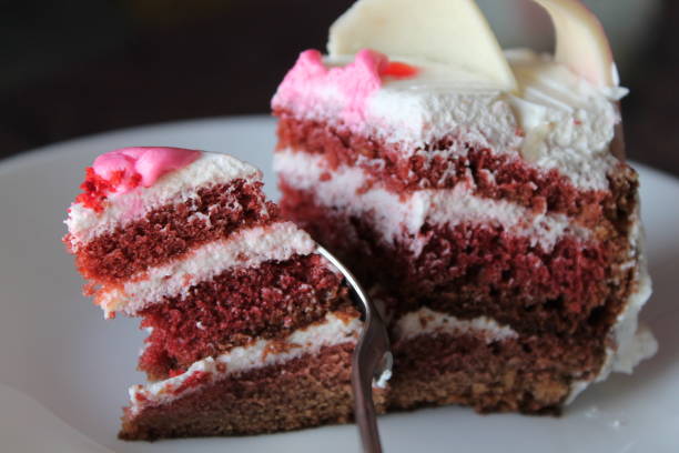 Red Velvet cheesecake stock photo