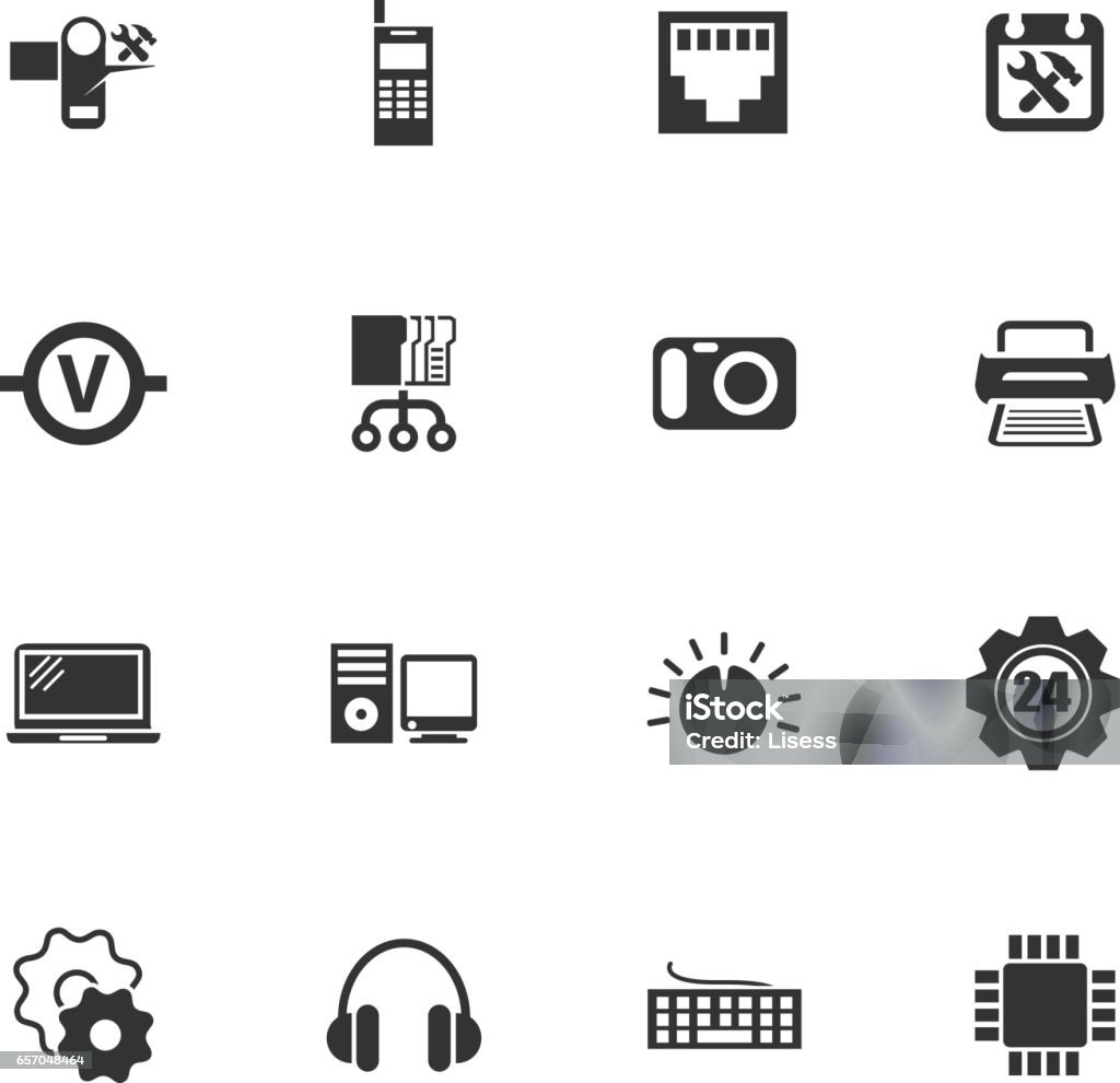 Electronics repair icons set Electronics repair vector icons for user interface design CPU stock vector