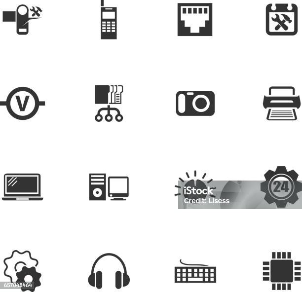 Electronics Repair Icons Set Stock Illustration - Download Image Now - CPU, Computer, Control