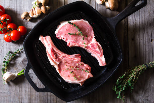 istock Raw steaks in grill pan ready to cook 657051948