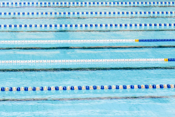 istock Swimming pool for competition with race tracks or lanes 657055278