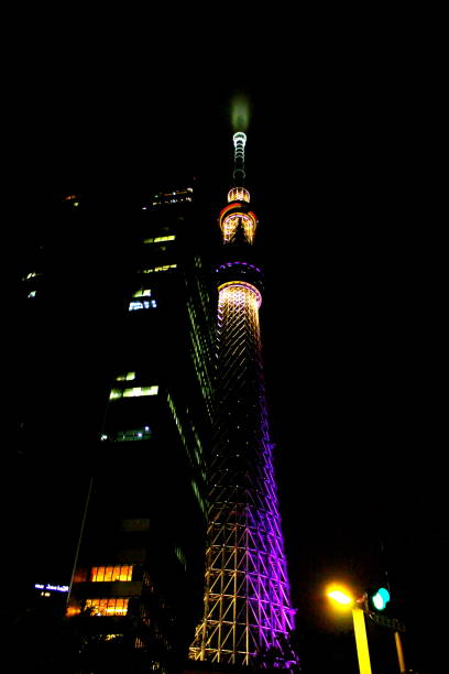 Tokyo Skytree at night stock photo