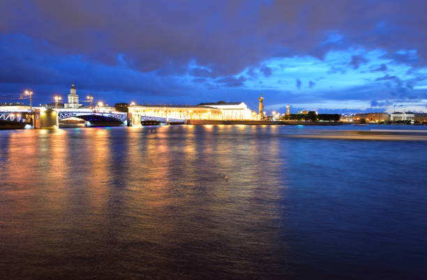 istock Spit of Vasilyevsky Island at night. 657056208