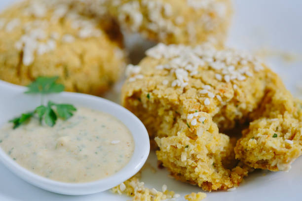 istock Falafels coated with white sauce, close up 657066054
