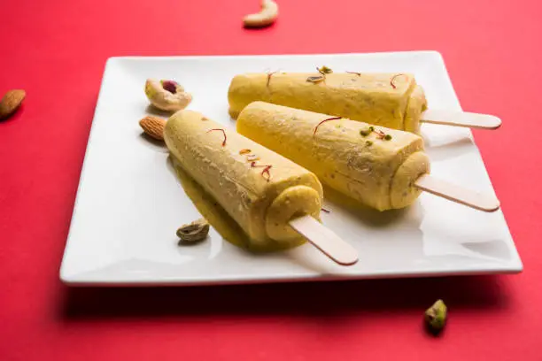 rajwari or rajwadi sweet kesar badam pista kulfi or ice cream candy