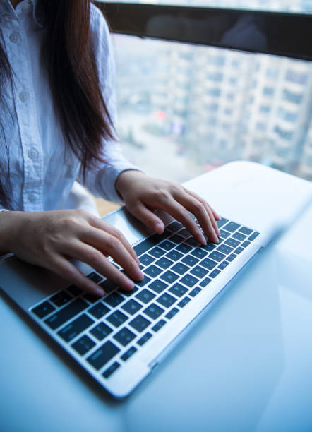 istock Businesswoman typing on laptop 657069492