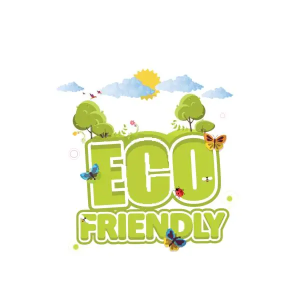 Vector illustration of Creative Green Eco Label Design in Editable Vector Format.