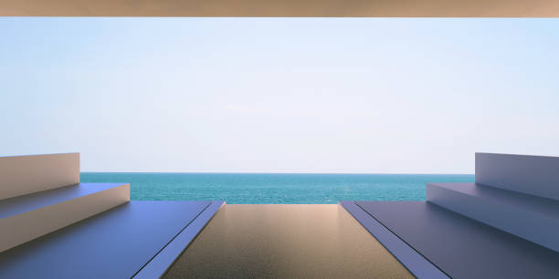 istock Beach Lounge Clear-Terrace Modern with Sea and Sky/Minimal Sundeck 657080758