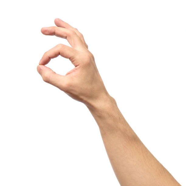 Man hand in OK sign on a white isolated background