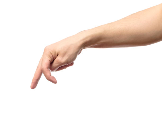 istock Man hand with fingers simulating someone walking or running isolated on white 657083694