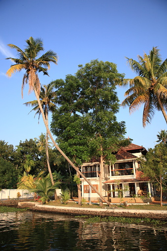 A house alongside the Kerala backwaters in alleppey, Kerala, India