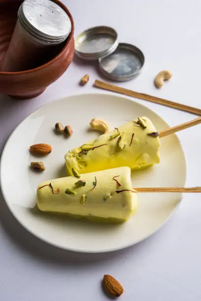 rajwari or rajwadi sweet kesar badam pista kulfi or ice cream candy