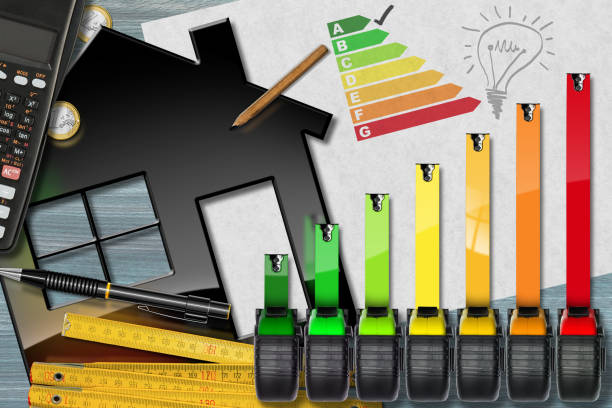 istock Energy Efficiency Rating with Calculator and House 657087594