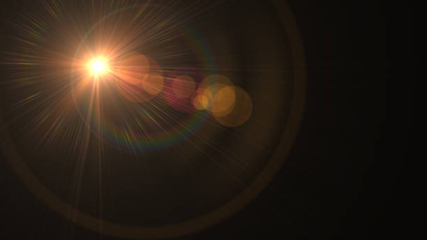 istock Lens flare  light over black background. easy to add overlay or screen filter over Photos 657091168