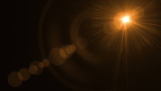 istock Lens flare  light over black background. easy to add overlay or screen filter over Photos 657091420