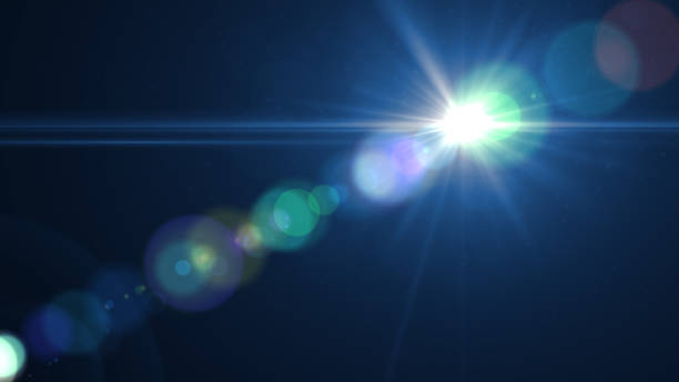 istock Lens flare  light over black background. easy to add overlay or screen filter over Photos 657093570