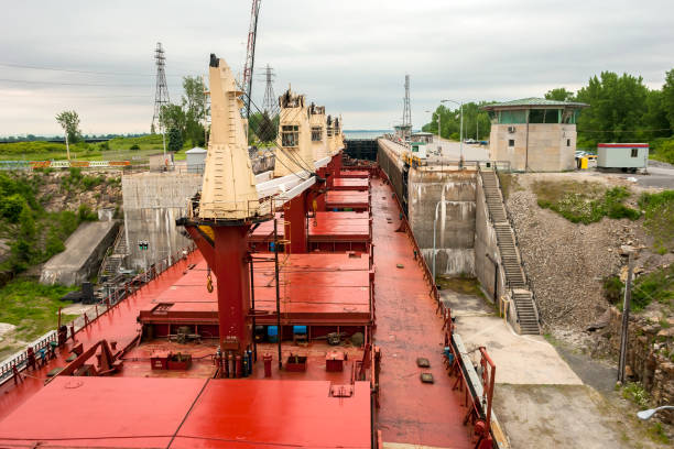 istock Ship Sailing Detroit Canal in Usa - Passing Lock 657093930