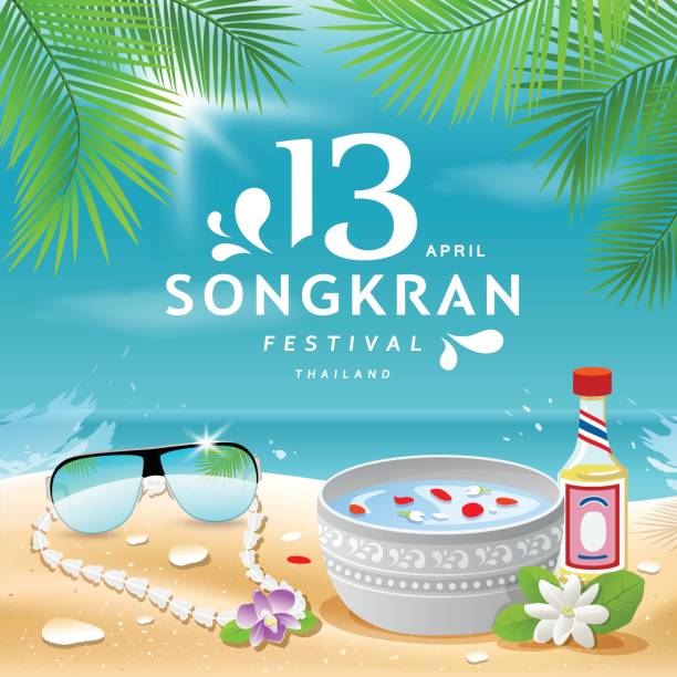 songkran festival lato tajlandii na morzu - abstract asia backgrounds bangkok stock illustrations