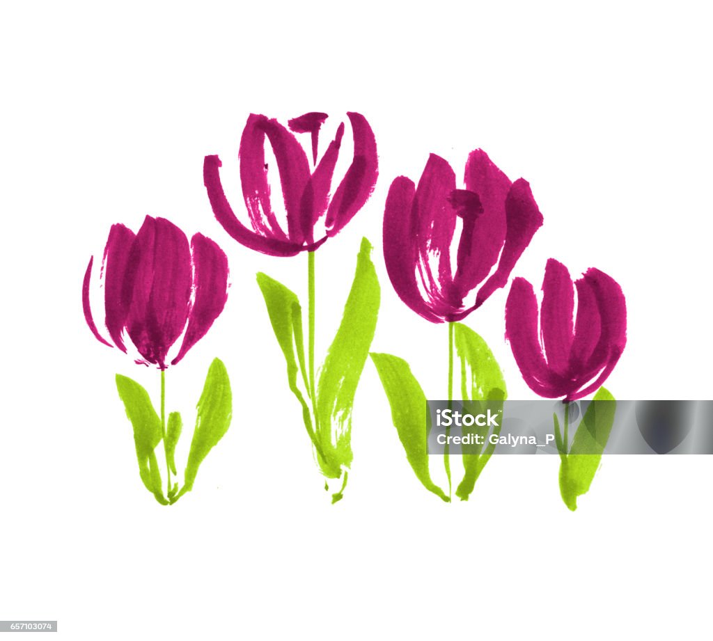 Photo De Fleur A Imprimer En Couleur Photo libre de droit de Couleur Peinture Concept Moderne Tulipe Fleur De Sketch Printemps Dessinée Illustration Florale Pour Carte Imprimer Invitation Décoration À La Main banque d'images et plus d'images libres de
